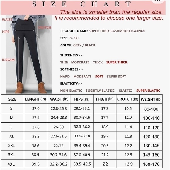 Leggings Polyester Sherpa Winter Warm Elastic Slim Thermal Pants Black SIZE M - Picture 8 of 8